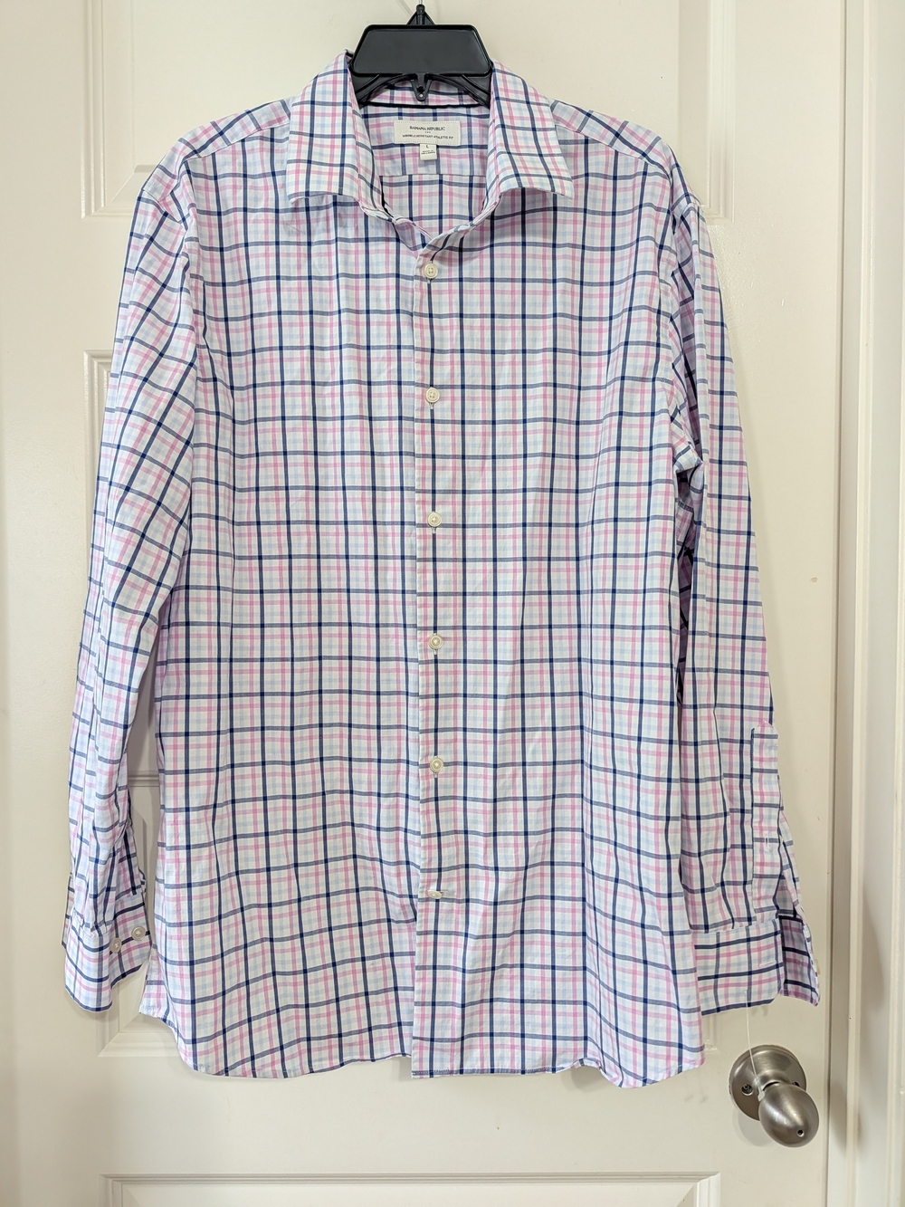 Banana Republic Pink and Blue Check Dress Button Down Shirt